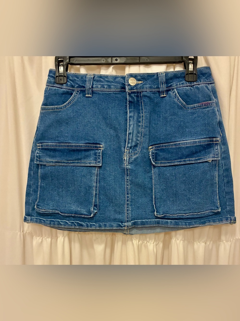 Denim Cargo Pocket Mini Skirt - Blue🌼LOVE TREE